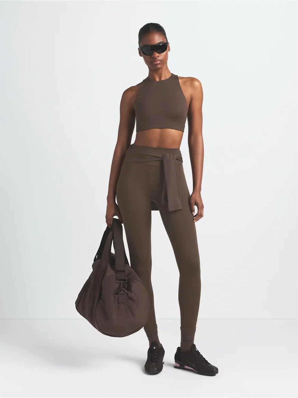 Nike x Skims Matte Women's High-Neck padded bra size 36dd dark sepia NWT - Picture 2 of 10